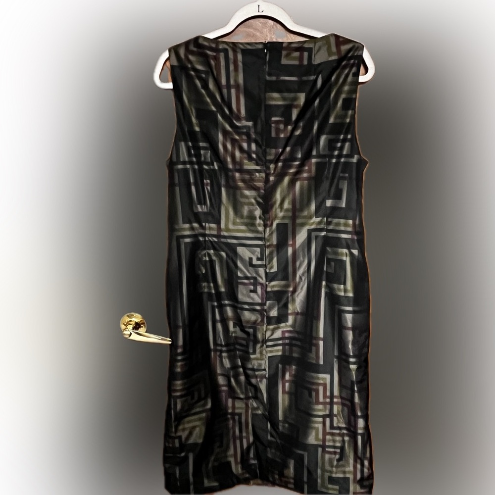 Akris Punto Women's Sleeveless Gray/Blk Graphic Geometrical Dress Size 14 Modern - Picture 4 of 10
